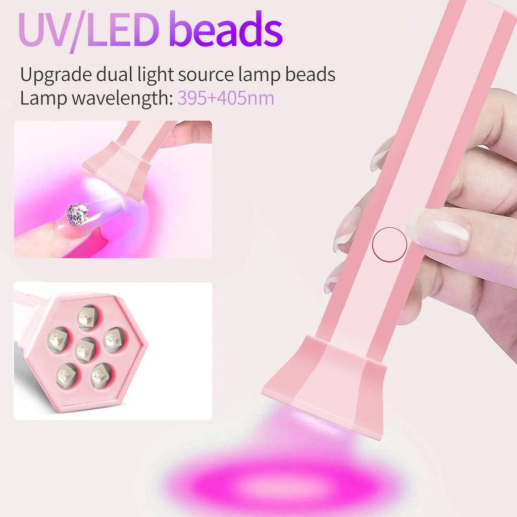Lampe à ongles portable | Rechargeable 18W UV LED durcissante | Chargement USB-C & batterie intégrée