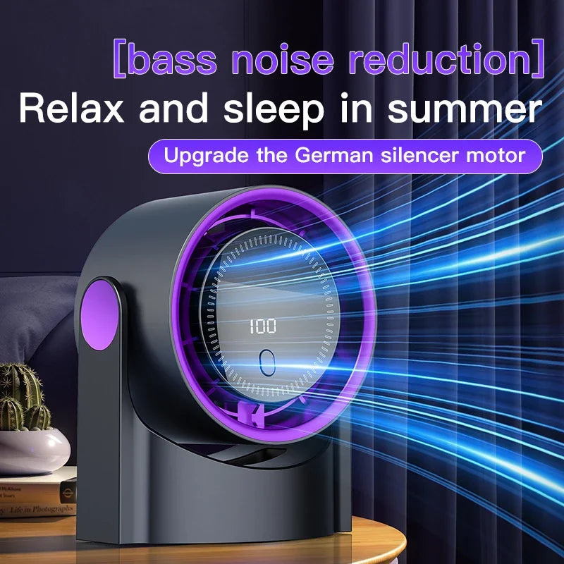 Ventilateur de bureau sans pales | 100 niveaux de vitesse | Alimenté par USB et portable | Fonctionnement ultra-silencieux