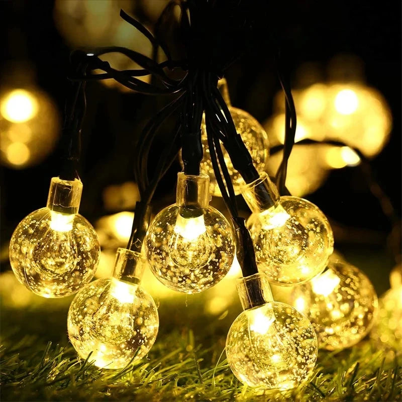 Guirlandes Lumineuses Extérieures | Globe en Cristal LED Blanc Chaud | Solaire et Étanche