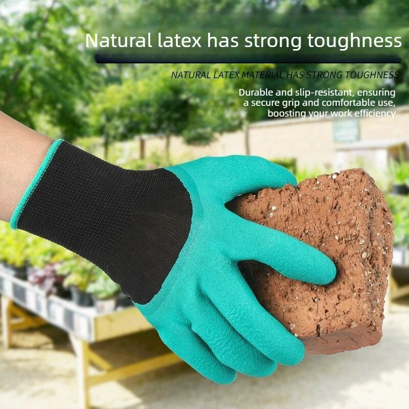 Gants de jardinage | Griffes intégrées pour creuser | Latex résistant aux perforations | Prise en main confortable