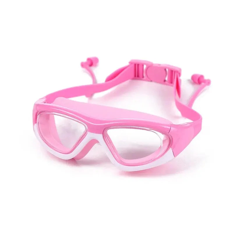 Lunettes de natation enfant | Large verre anti-buée | Joint en silicone et bouchons d'oreille | Sangle réglable