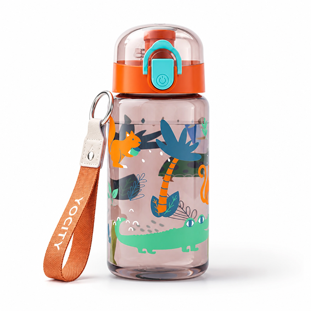 Gourde enfant transparente Lunivra de 550 ml avec système anti éclaboussures