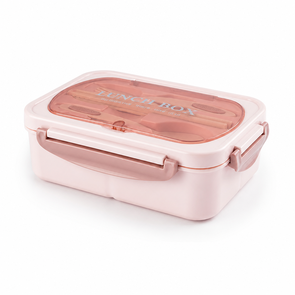 Boîte bento étanche à trois compartiments avec couvercle fermé