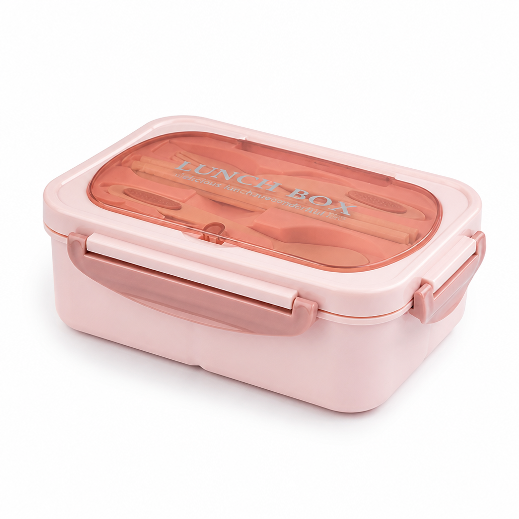 Boîte bento anti-fuite à trois compartiments avec couvercle fermé