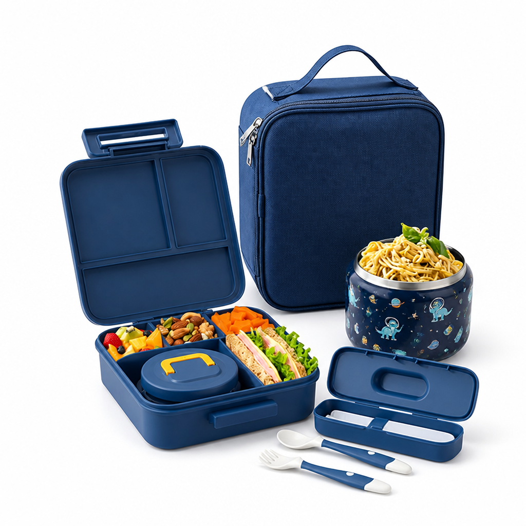 Lunch box enfant isotherme compartimentée Nutrivio avec couverts inclus