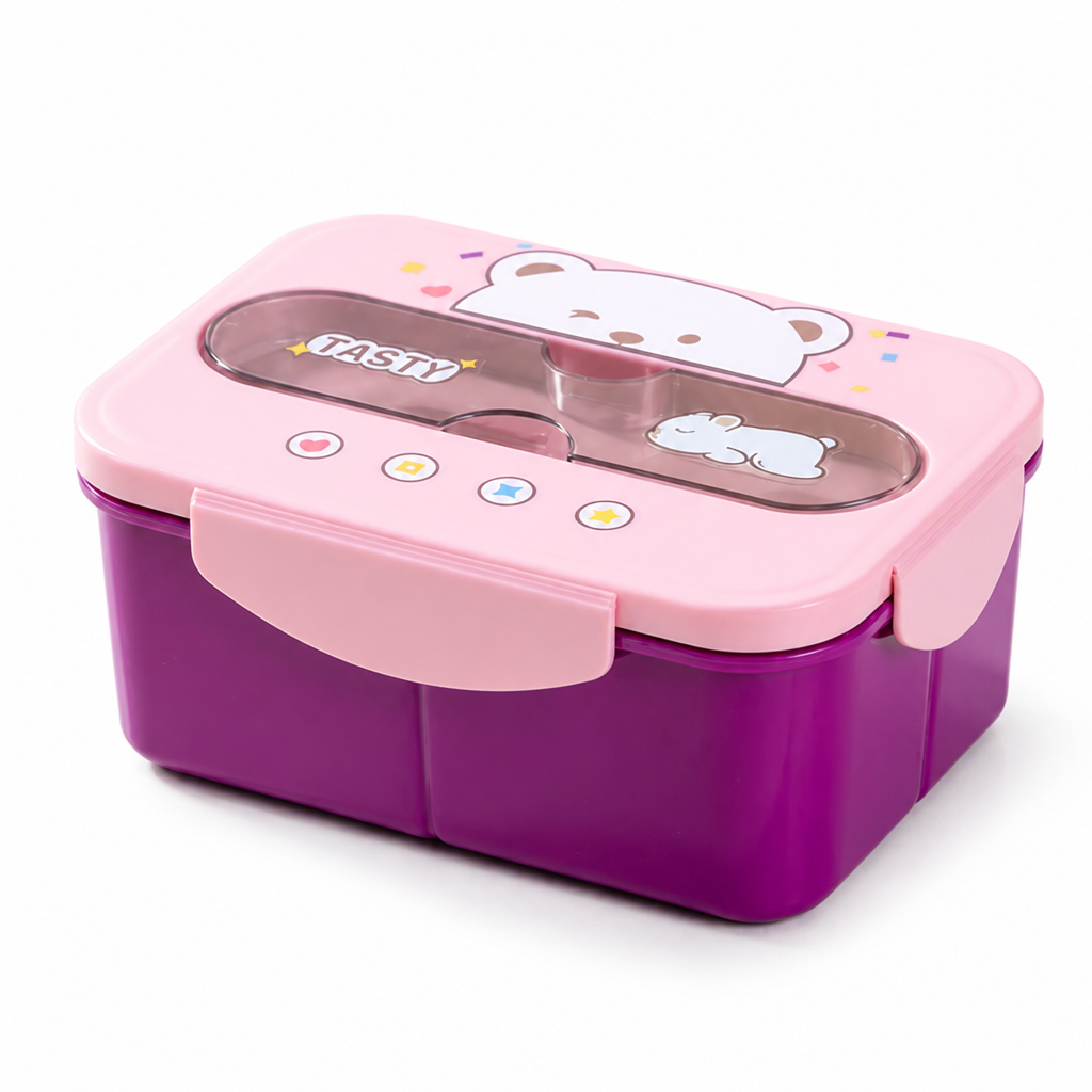 Boîte bento enfant anti-fuite avec 3 compartiments pour repas séparés