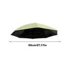 Détail de la fixation du parapluie chapeau pour un maintien confortable sur la tête