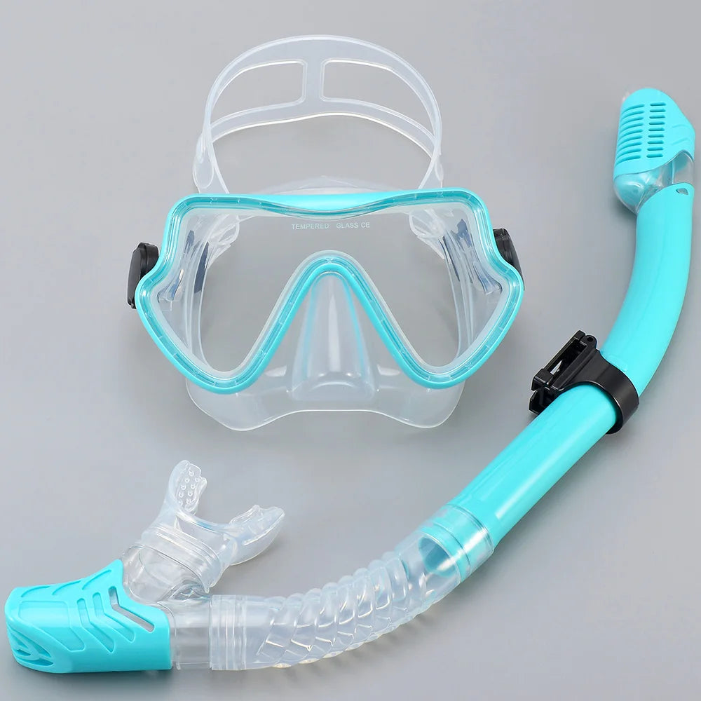 Masque de plongée intégral pour adultes | Vue panoramique | Verre trempé et silicone | Tuba à embout sec