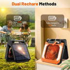 Ventilateur de camping sans fil | Lanterne LED rechargeable solaire et USB | Autonomie jusqu'à 58h