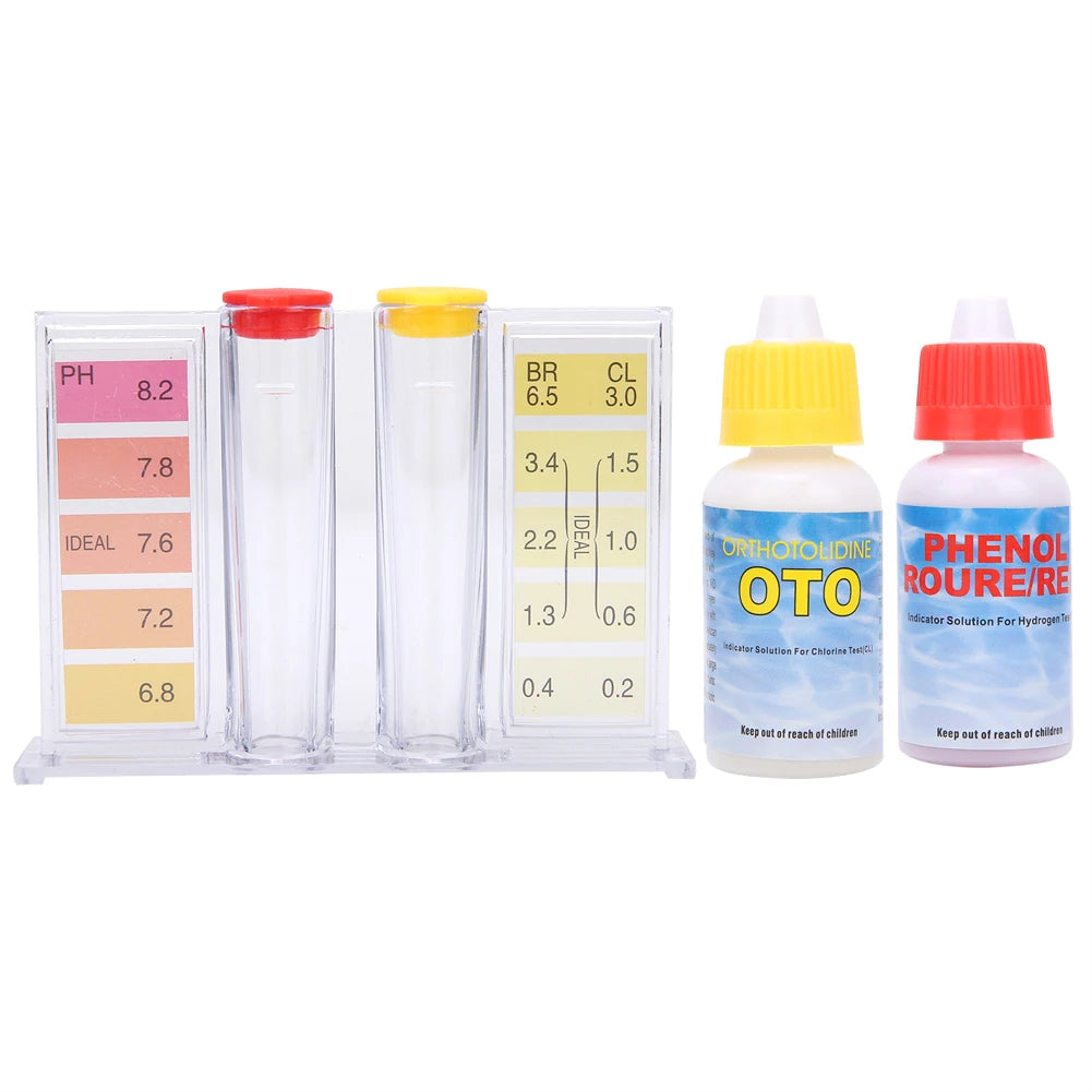 Kit de test d'eau de piscine | Test pH et chlore | Kit portable avec couleurs | Résultats précis