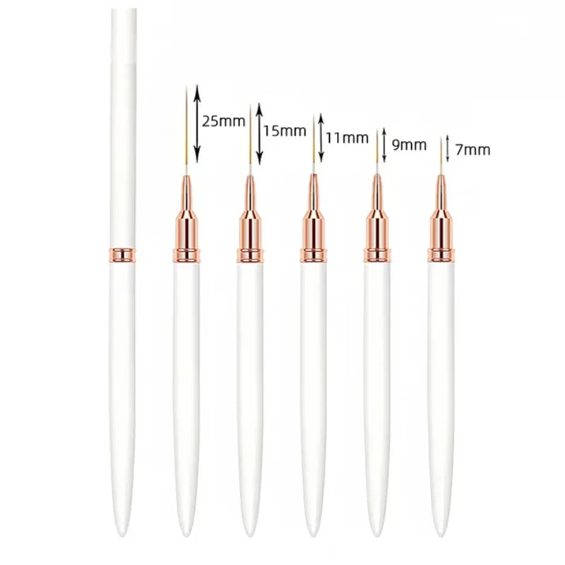 Set de pinceaux pour nail art | Pinceaux liner de précision | Lot de 5 tailles assorties | Finition professionnelle