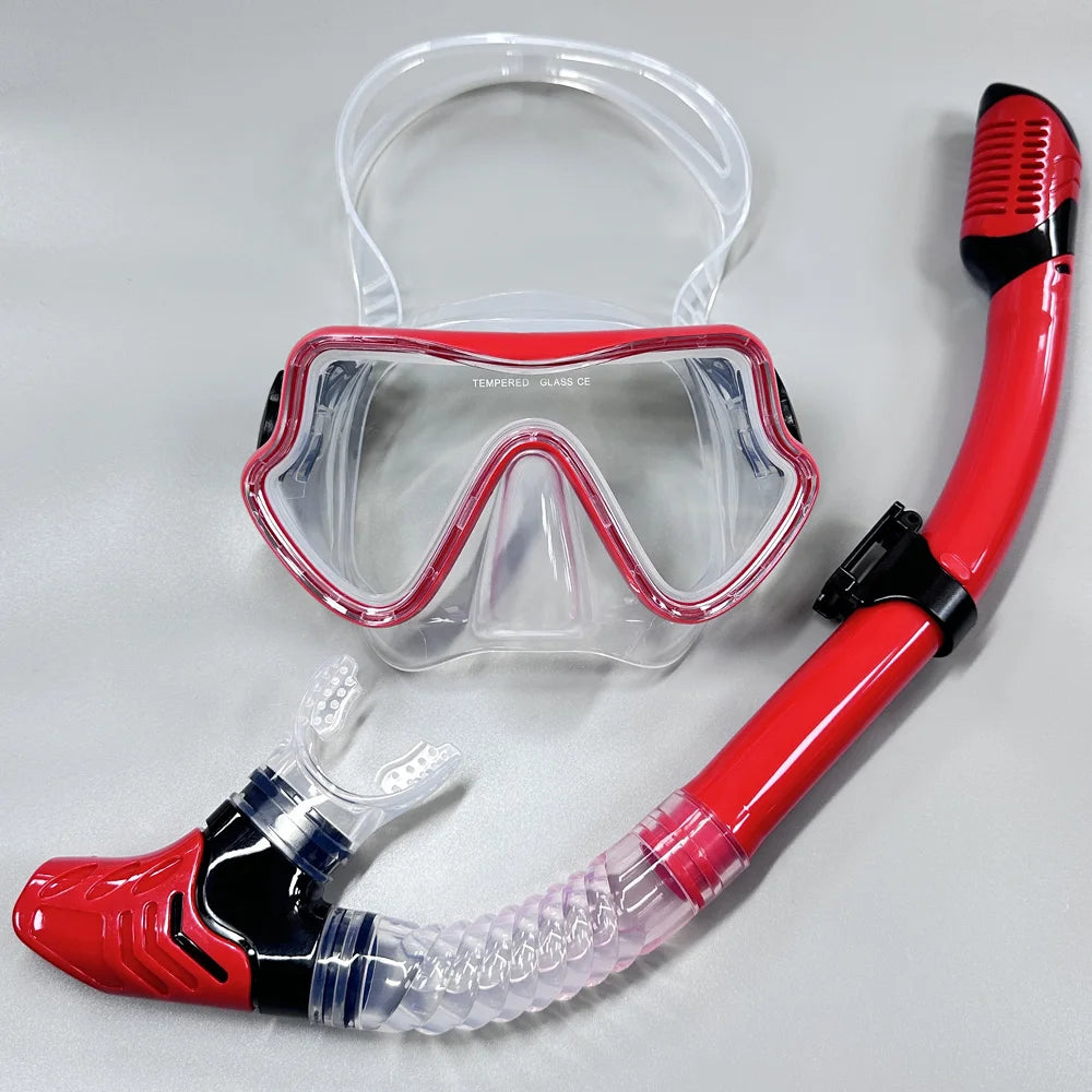 Masque de plongée intégral pour adultes | Vue panoramique | Verre trempé et silicone | Tuba à embout sec