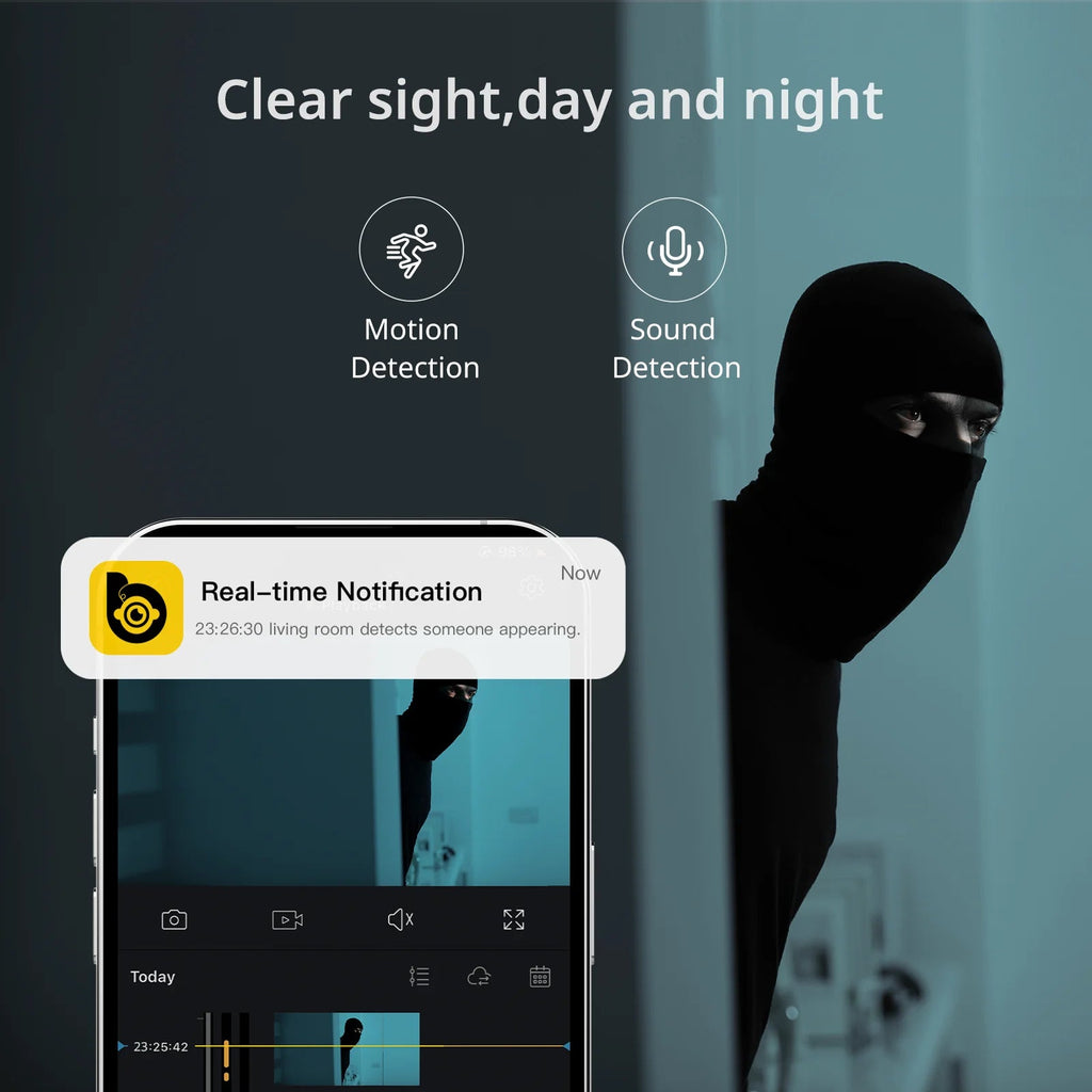 Caméra de surveillance mini intérieure | Vision nocturne haute résolution | Wi-Fi double bande | Détection de mouvement
