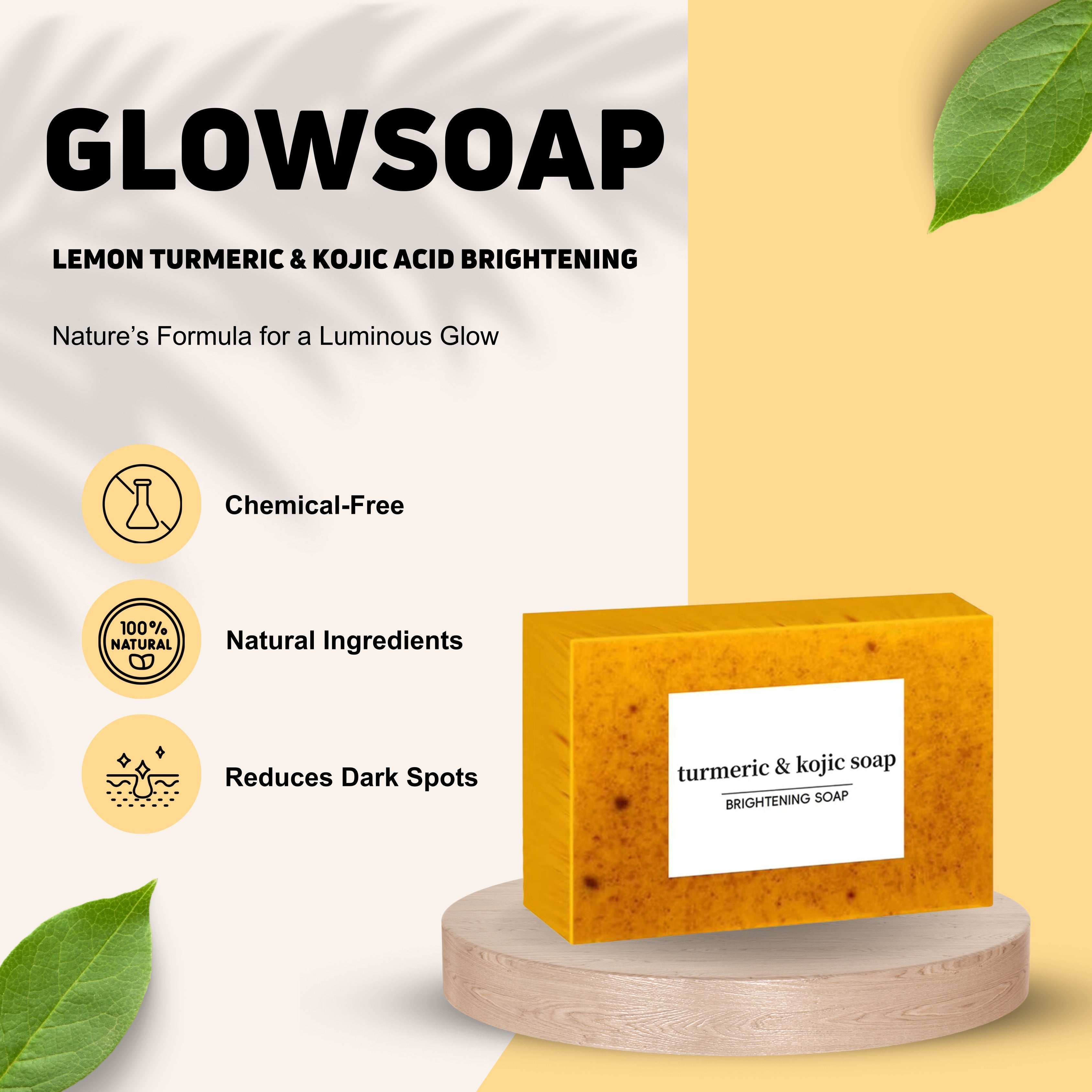 BrightenEase - Savon Éclaircissant Curcuma et Acide Kojique