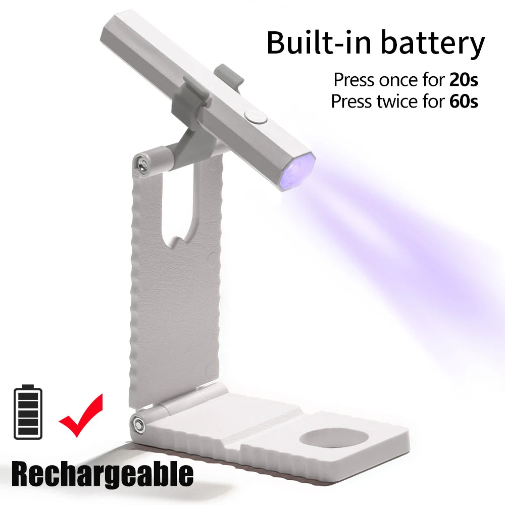 Lampe à ongles portable | Rechargeable 18W UV LED durcissante | Chargement USB-C & batterie intégrée