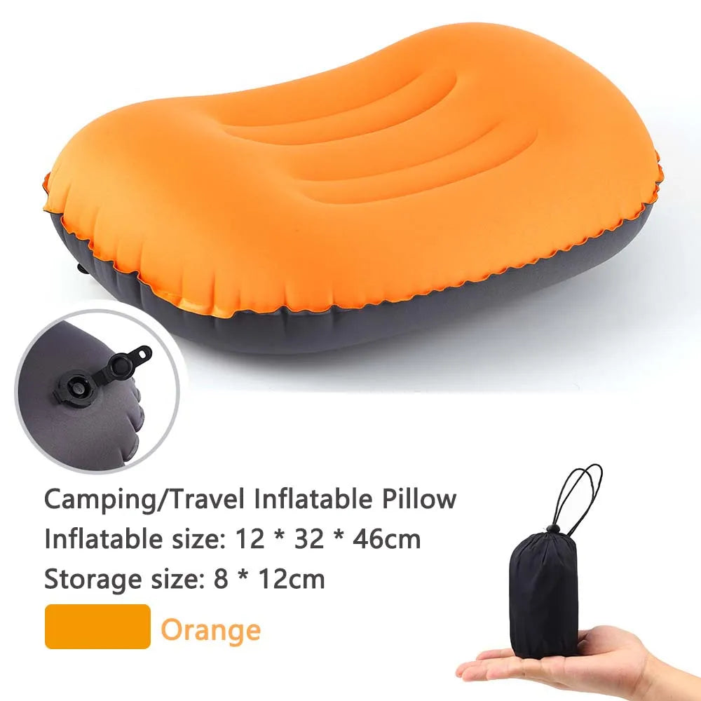 Coussin de Plein Air Gonflable | Soutien Ergonomique pour le Cou | Housse en Polyester Légère