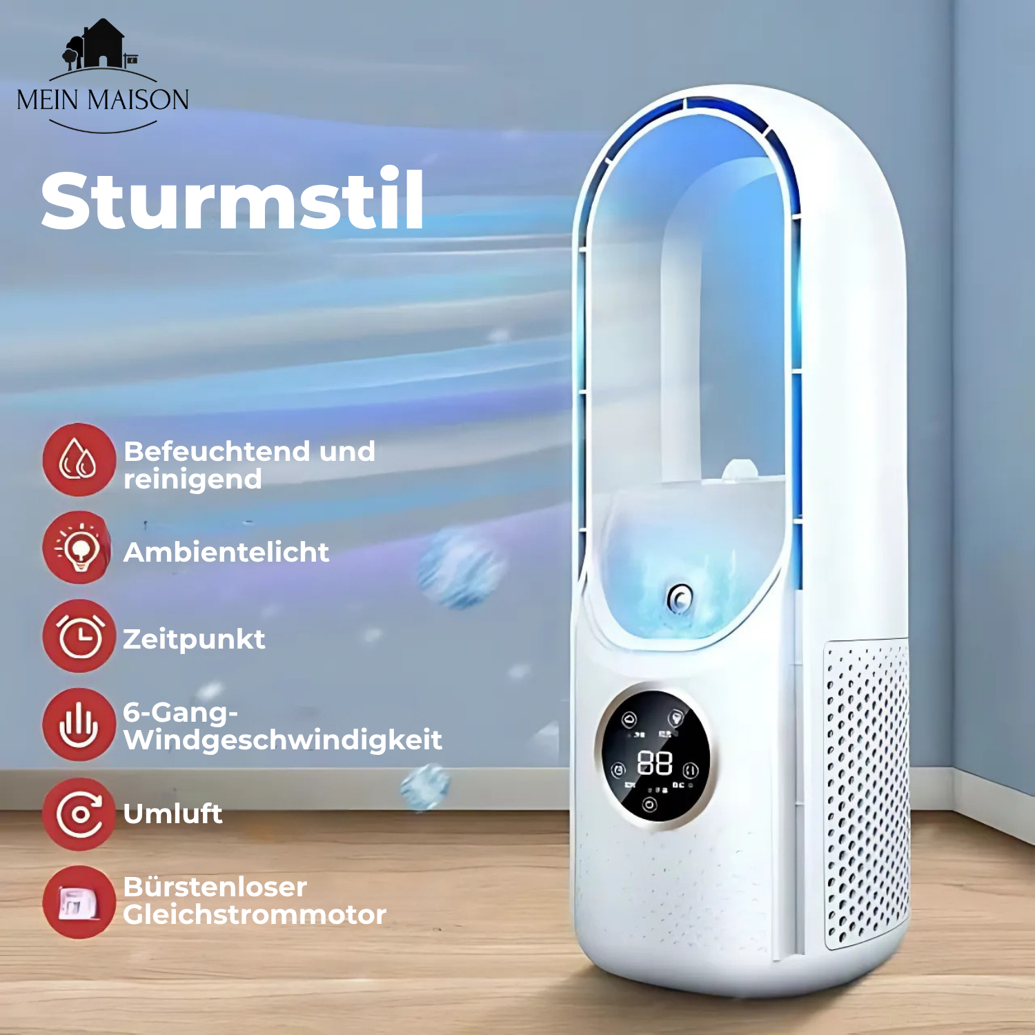 Climatiseur de table | Ventilateur USB sans pales | Réservoir d'eau 100 ml & vitesses réglables | Fonctionnement silencieux