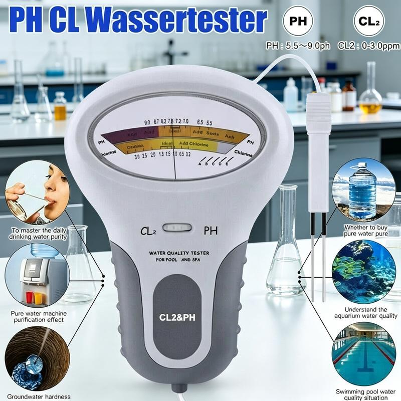 Testeur d'eau piscine Aqualyra avec design compact et écran digital