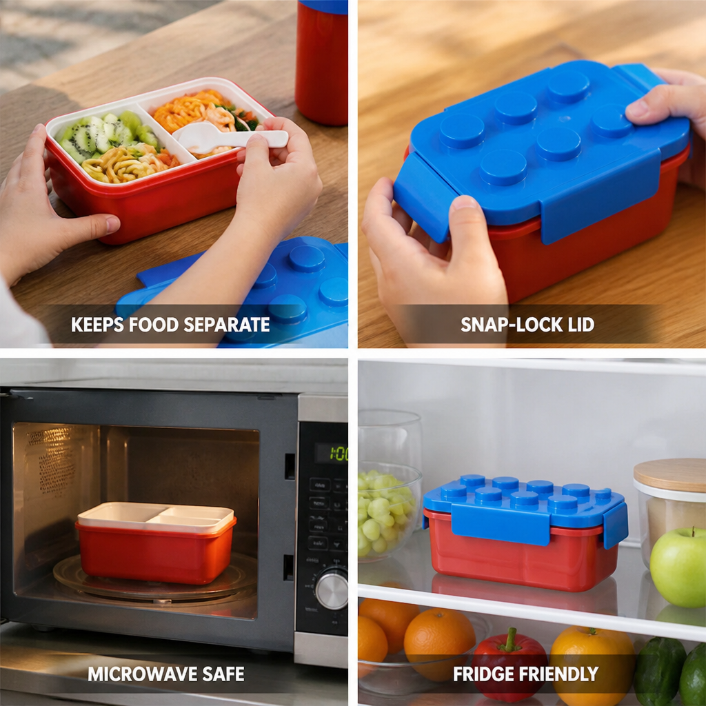 Boîte repas Nubilo ouverte montrant le compartiment intérieur