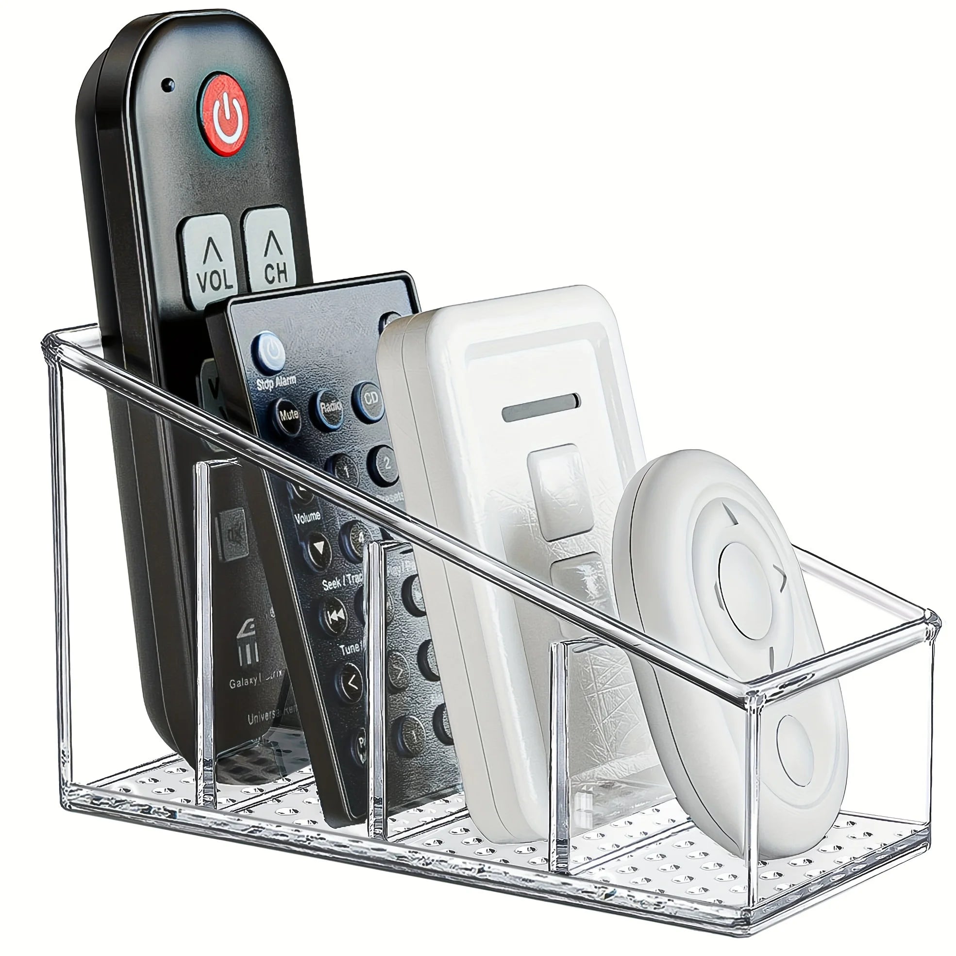 Support de Télécommande et Organiseur de Bureau | Design Transparent | 4 Compartiments