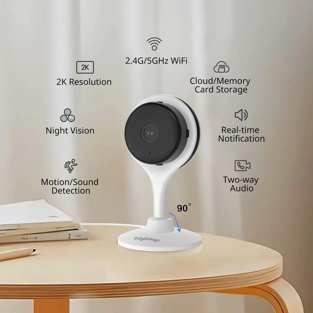 Caméra de surveillance mini intérieure | Vision nocturne haute résolution | Wi-Fi double bande | Détection de mouvement