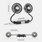 Ventilateur de Coussin de Tête de Voiture | Double Têtes Rotatives, 3 Vitesses | Alimentation USB & Interrupteur Indépendant