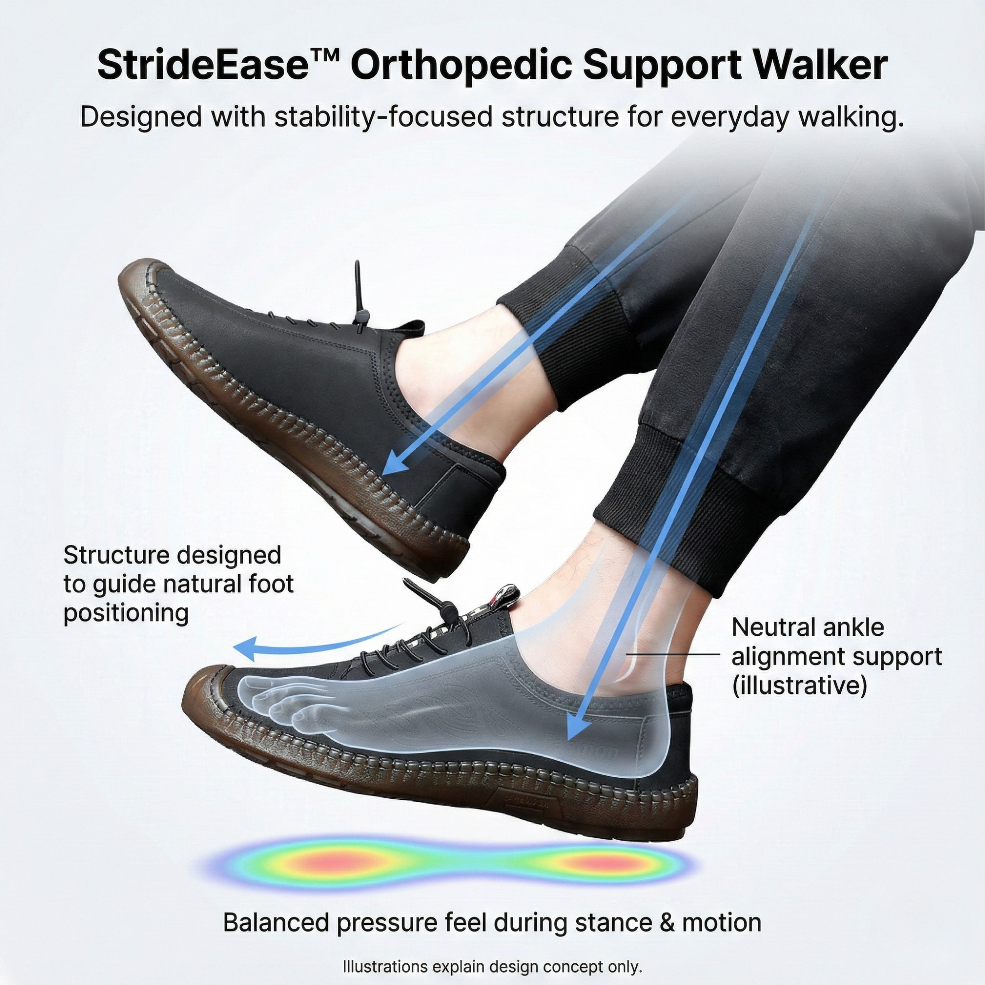 StrideEase™ - Chaussures Orthopédiques Confort Soutien Oignons