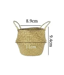 Panier suspendu en osier tressé à la main en herbe marine | Housse de pot de plante et panier de rangement | Gain de place