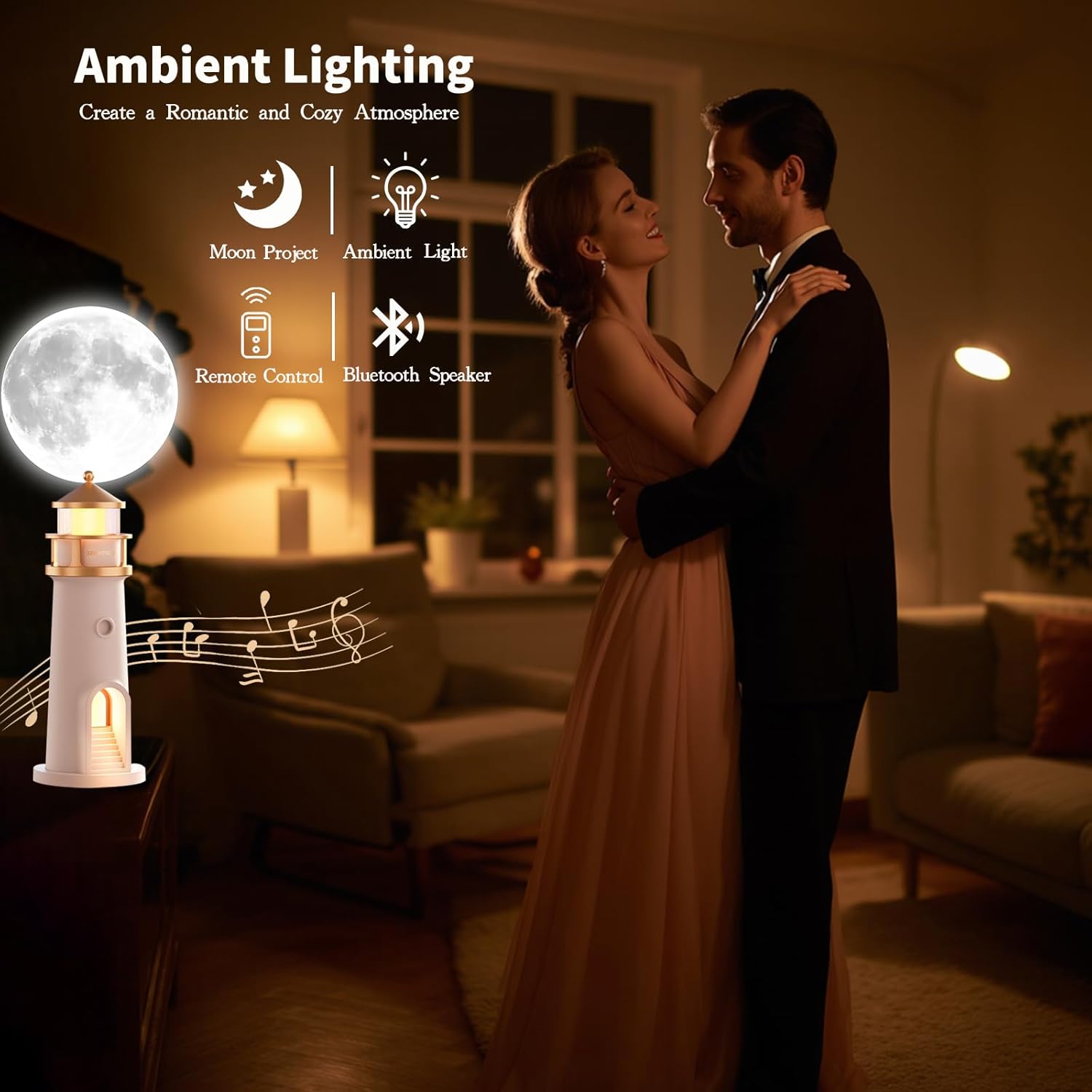 LunaGlow - Détente instantanée et amélioration du sommeil avec une lumière lunaire apaisante