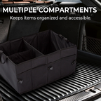 Organisateur de coffre Veloriq pliable montré en position repliée pour un rangement facile