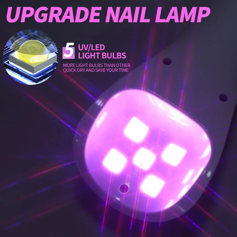 Lampe à ongles LED UV portable | Rechargeable USB et sans fil | Séchage rapide et couvrance uniforme | Taille compacte de voyage
