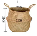 Panier suspendu en osier tressé à la main en herbe marine | Housse de pot de plante et panier de rangement | Gain de place