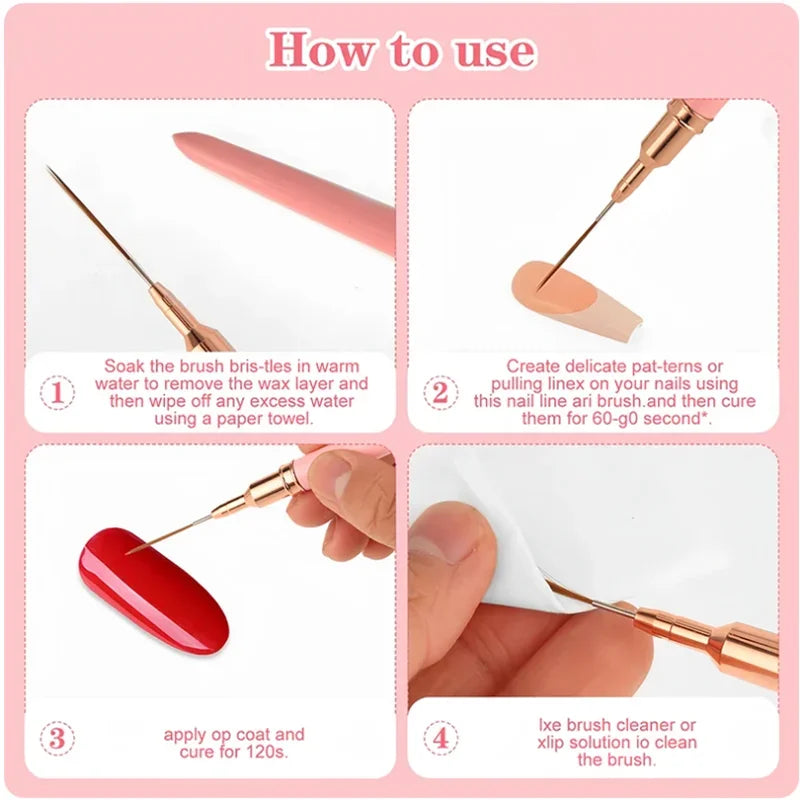 Set de pinceaux pour nail art | Pinceaux liner de précision | Lot de 5 tailles assorties | Finition professionnelle