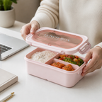 Boîte bento compartimentée vue de dessus pour organiser le repas