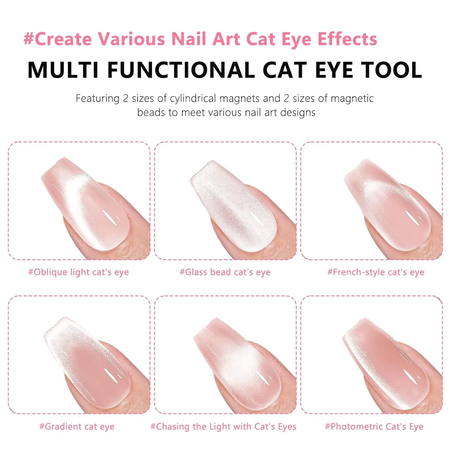 Kit Aimant Ongles Œil de Chat | Aimant Double Tête & Perles Magnétiques | Acier Inoxydable | Précision Salon