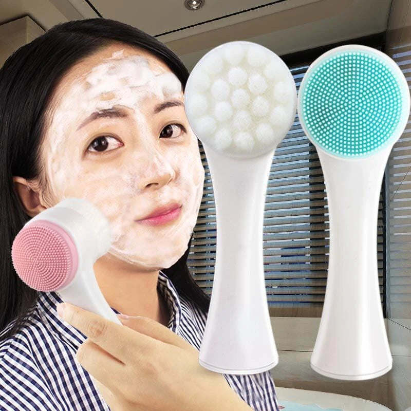 Brosse de Nettoyage Visage | Exfoliation Double-Face | Poils en Silicone | Élimination des Points Noirs