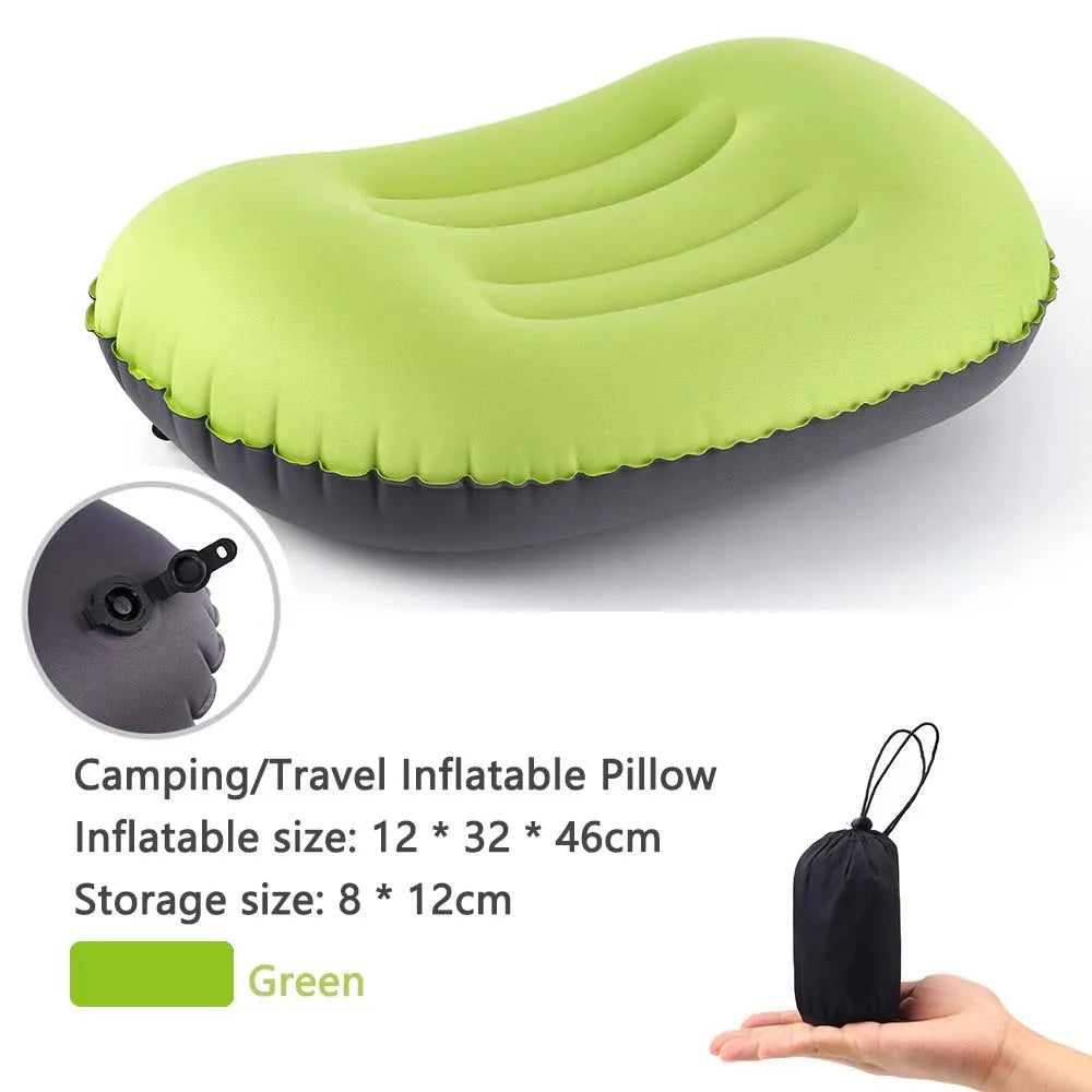 Coussin de Plein Air Gonflable | Soutien Ergonomique pour le Cou | Housse en Polyester Légère