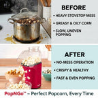 PopSleek - Popcorn sans huile prêt en quelques minutes pour une collation sans culpabilité