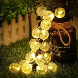 Guirlandes Lumineuses Extérieures | Globe en Cristal LED Blanc Chaud | Solaire et Étanche