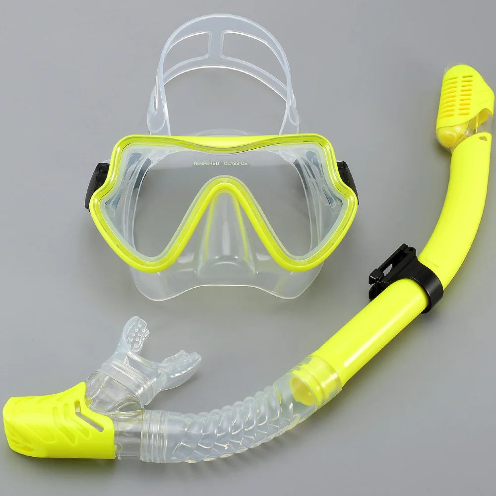 Masque de plongée intégral pour adultes | Vue panoramique | Verre trempé et silicone | Tuba à embout sec