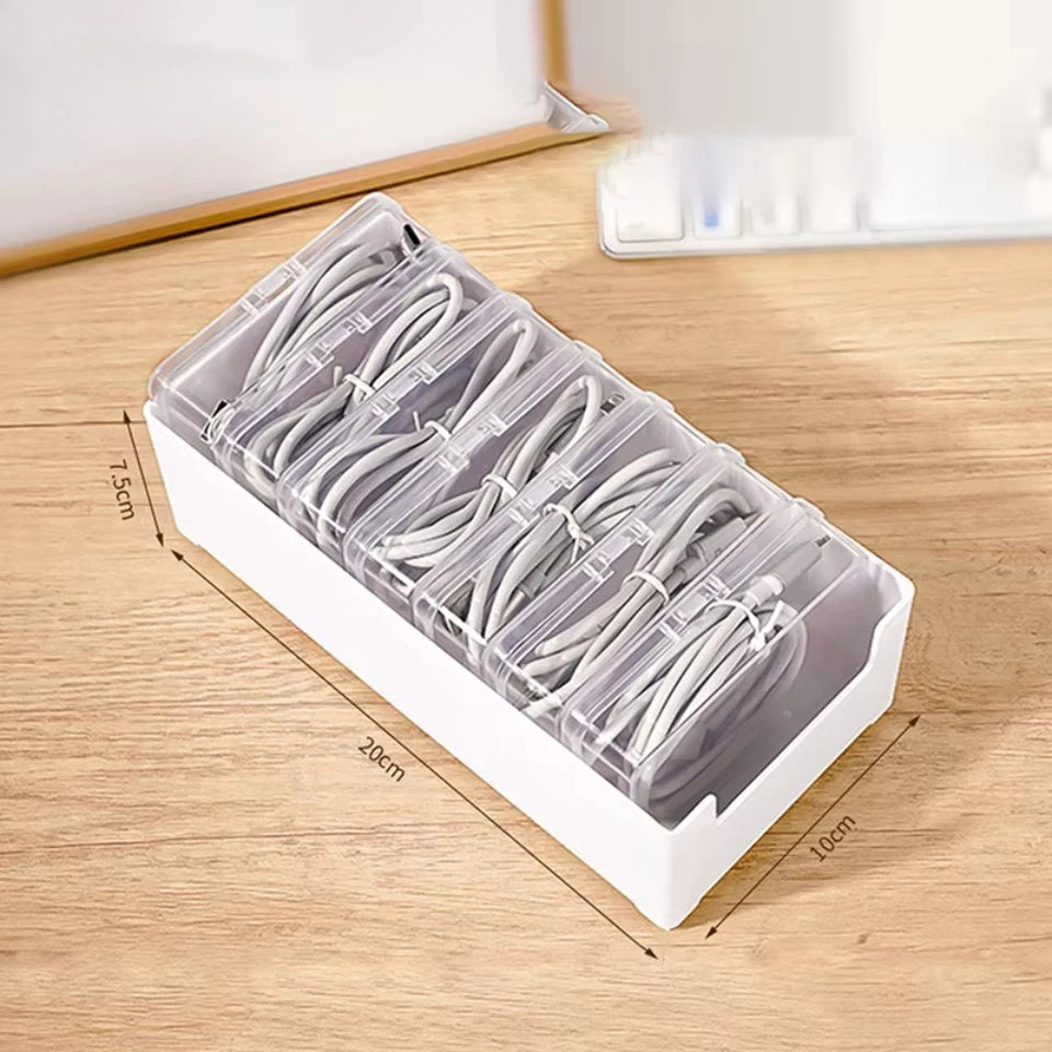 Boîte d'Organisation de Câbles | Rangement Multi-Compartiments pour Câbles de Charge et Bijoux | Idéal pour le Voyage