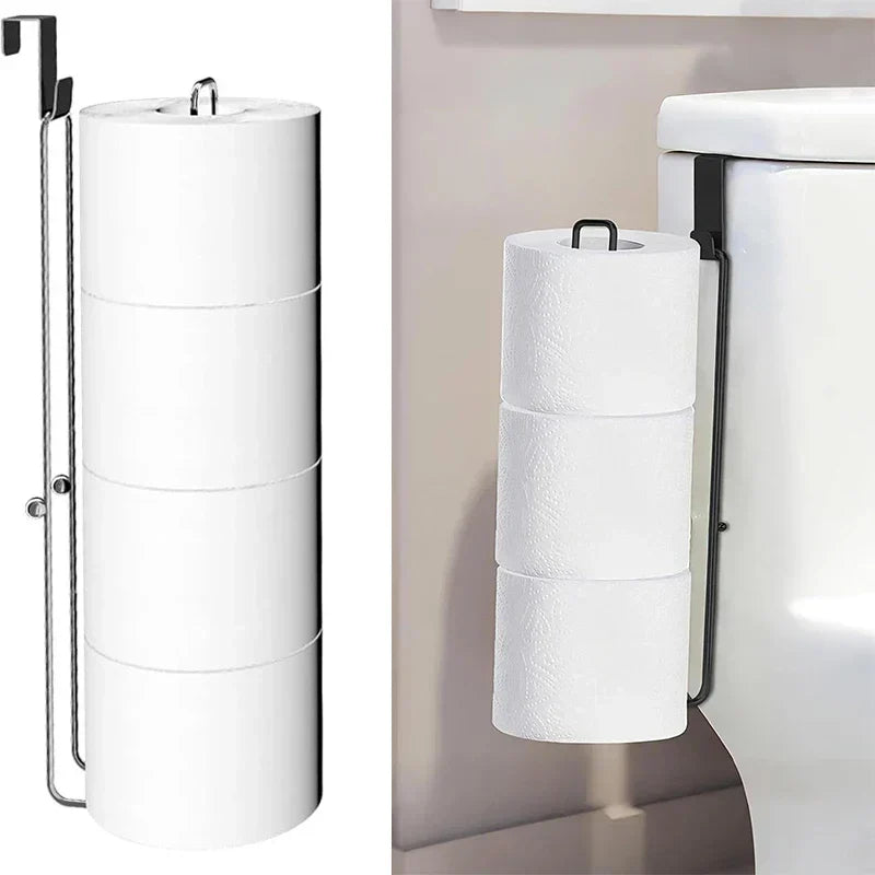 Vue rapprochée du porte-papier toilette avec compartiment pour trois rouleaux