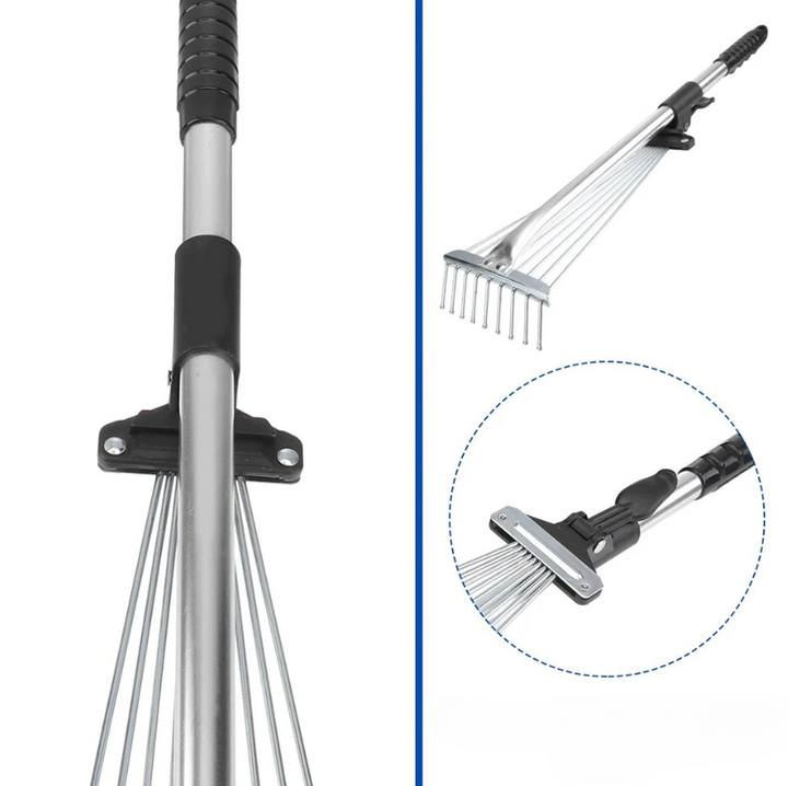 Ramasse-feuilles extensible utilisé pour ramasser des feuilles sur une pelouse