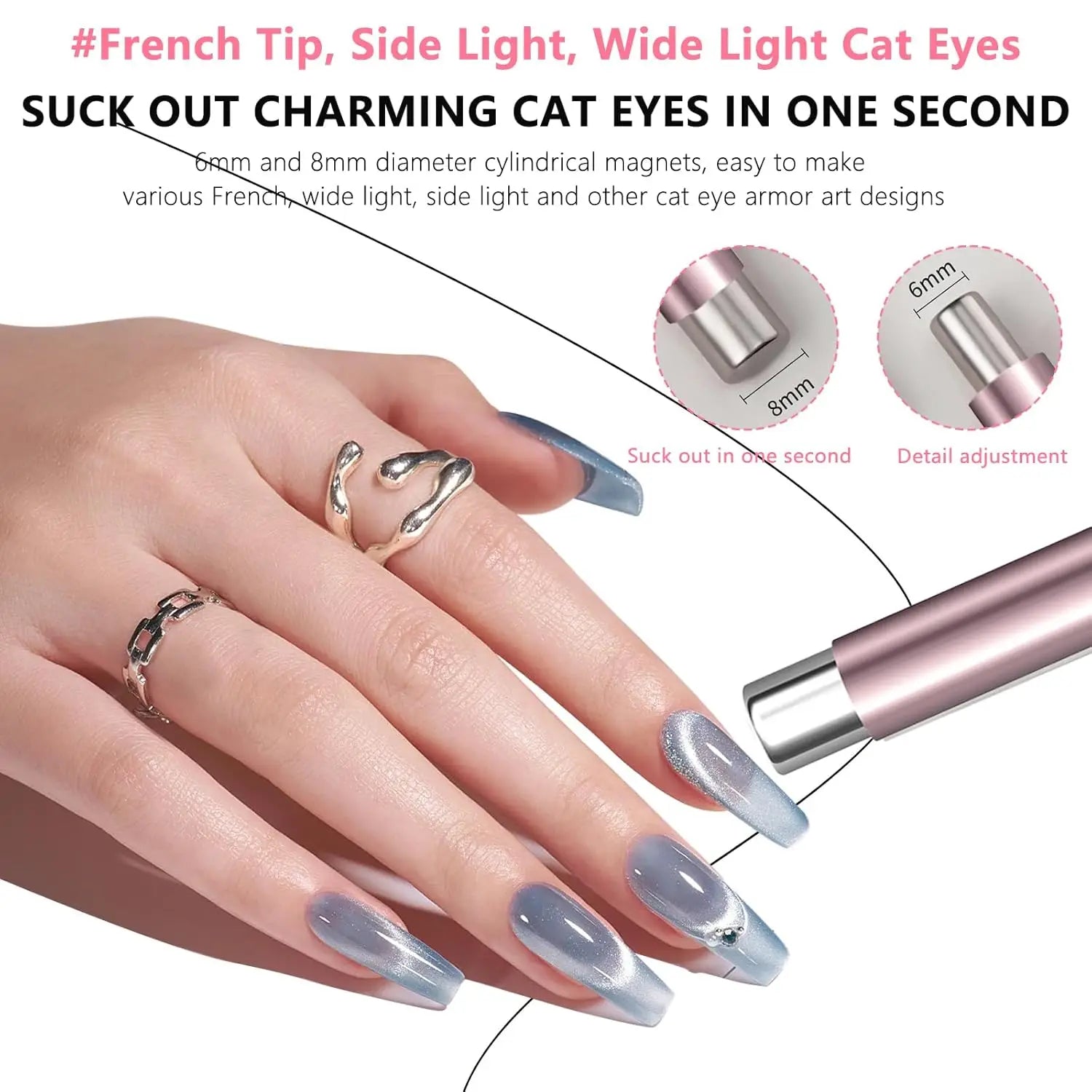 Kit Aimant Ongles Œil de Chat | Aimant Double Tête & Perles Magnétiques | Acier Inoxydable | Précision Salon