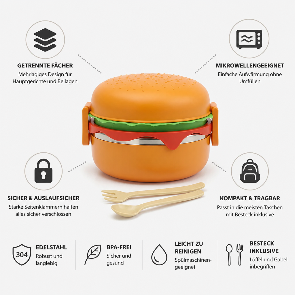 Lunch box empilable avec couverts intégrés pour repas à emporter