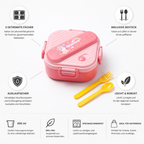 Boîte bento ouverte avec couvercle et couverts inclus