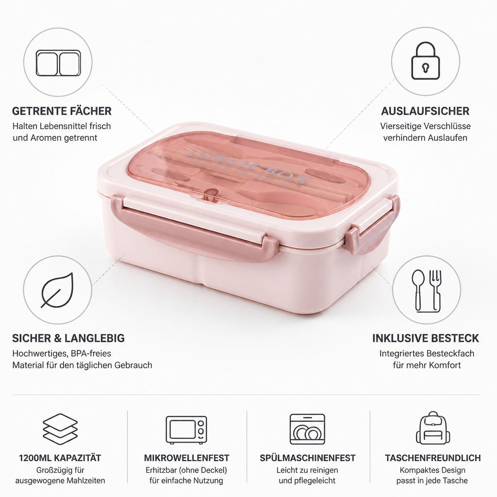 Boîte bento anti-fuite utilisée pour transporter un repas complet
