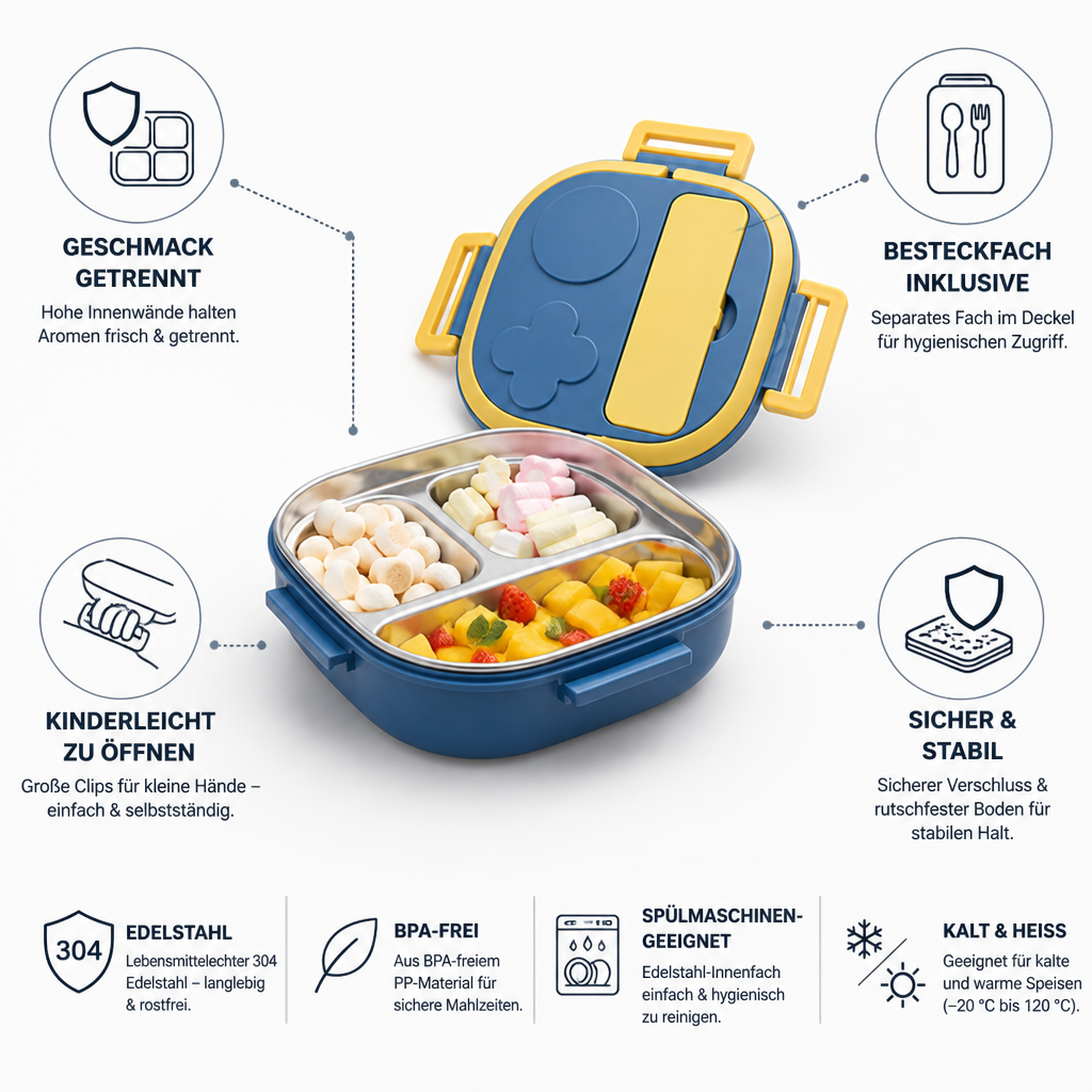 Compartiments intérieurs de la boîte repas Novalix pour organiser les aliments