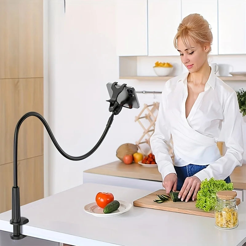 Support de téléphone à col de cygne réglable | Bras long et flexible | Base à pince & rotation à 360°
