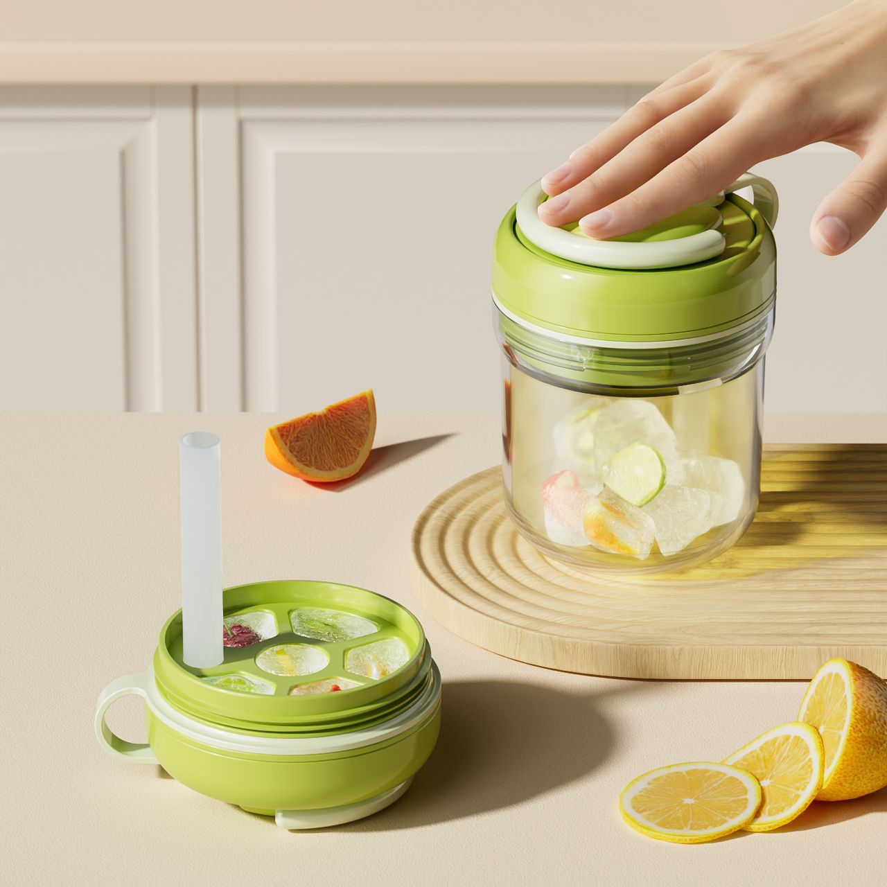 Gobelet 3-en-1 avec Moule à Glace en Silicone Facile à Démouler | Gobelet Étanche à Emporter